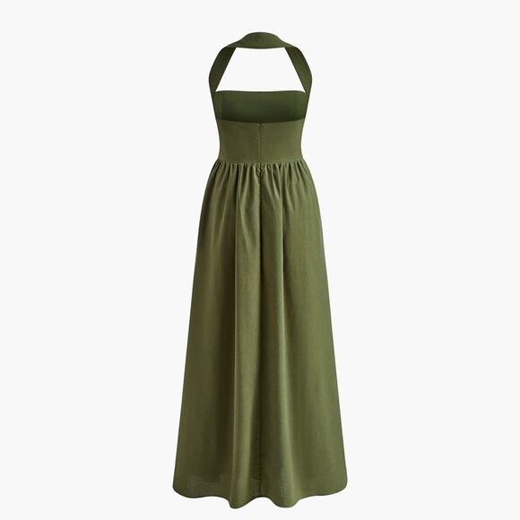 Commense Sage Green Halter Maxi Dress - Picture 2 of 9